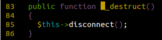 Destruct function code snippet