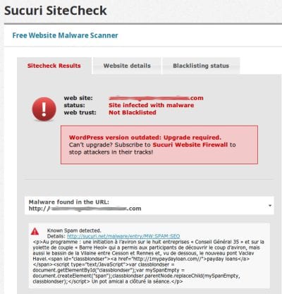 Sucuri SiteCheck Results
