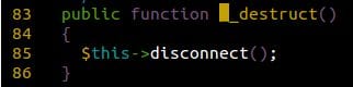 Destruct function code snippet