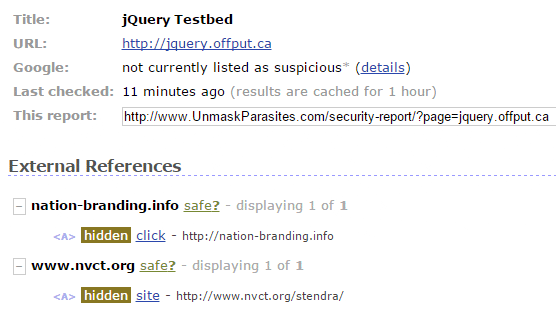 Unmask Parasites report for jquery.offput.ca