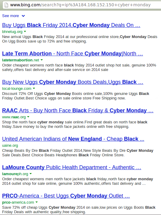 Bing Cyber Monday Results