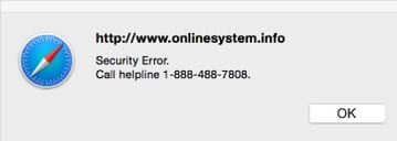 Fake tech support from www .onlinesystem .info pop-up
