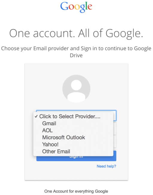 Non-Google emails in fake Google login form