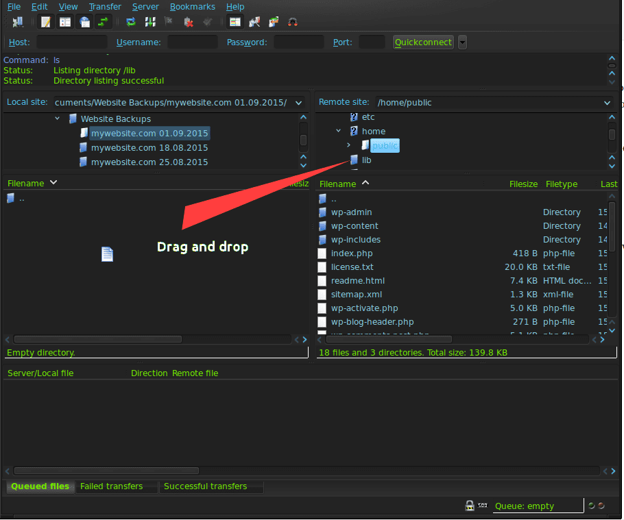 Left is your computer, right is your server file system.