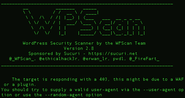 WPScan stopped by CloudProxy WAF