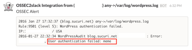 User authentication error log from WordPress in OSSEC