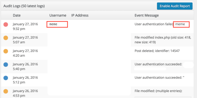 Audit logs in WordPress via Plugin