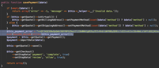 Malicious injection in Onepage.php