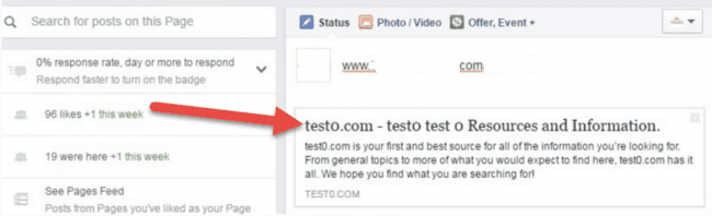 Redirecionamento test0 .com ao compartilhar um site infectado no Facebook