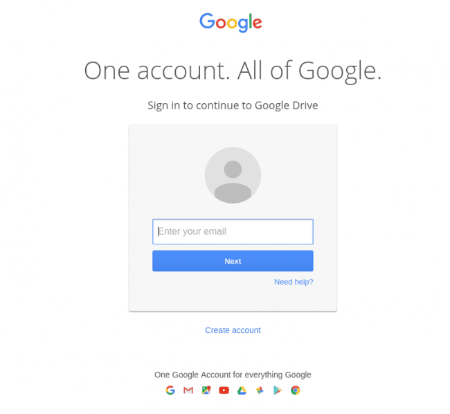 Phishing Google login page