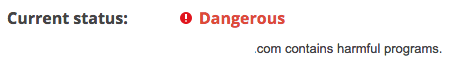 google warning dangerous website