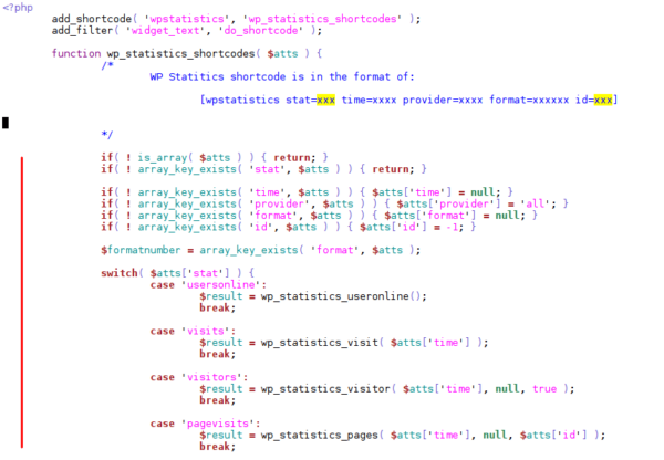 The shortcode that allows admins to obtain detailed stat information.