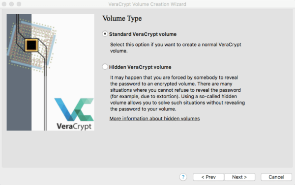 volume type veracript dialog box