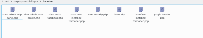 x-wp-spam-shield-pro include folder contents like core-security and admin files