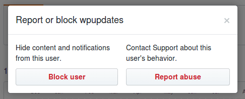 Report abuse button shown on a Github account