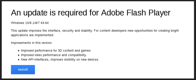 Fake Adobe Flash Player Update Banner