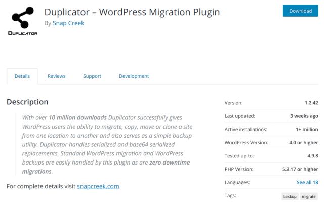 Duplicator Plugin