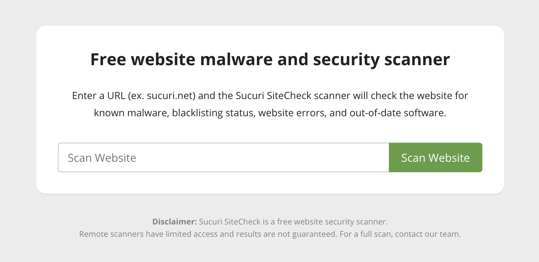 SiteCheck - website malware scanner