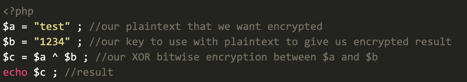 Xor Encrypt Decrypt Php