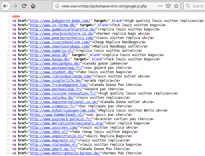 Spammy links returned by google.js.php