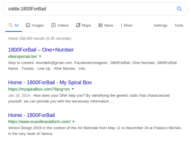 Google Search Results for 1800ForBail