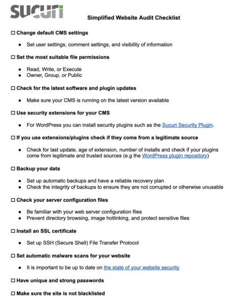 Simplified Website Audit Checklist