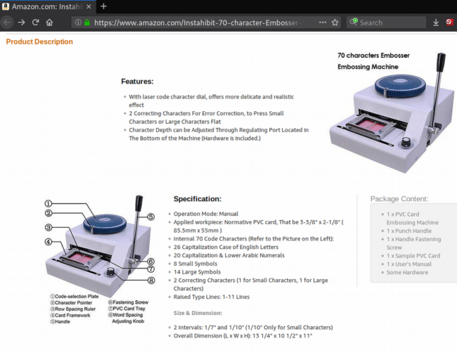 Payment Card Embosser