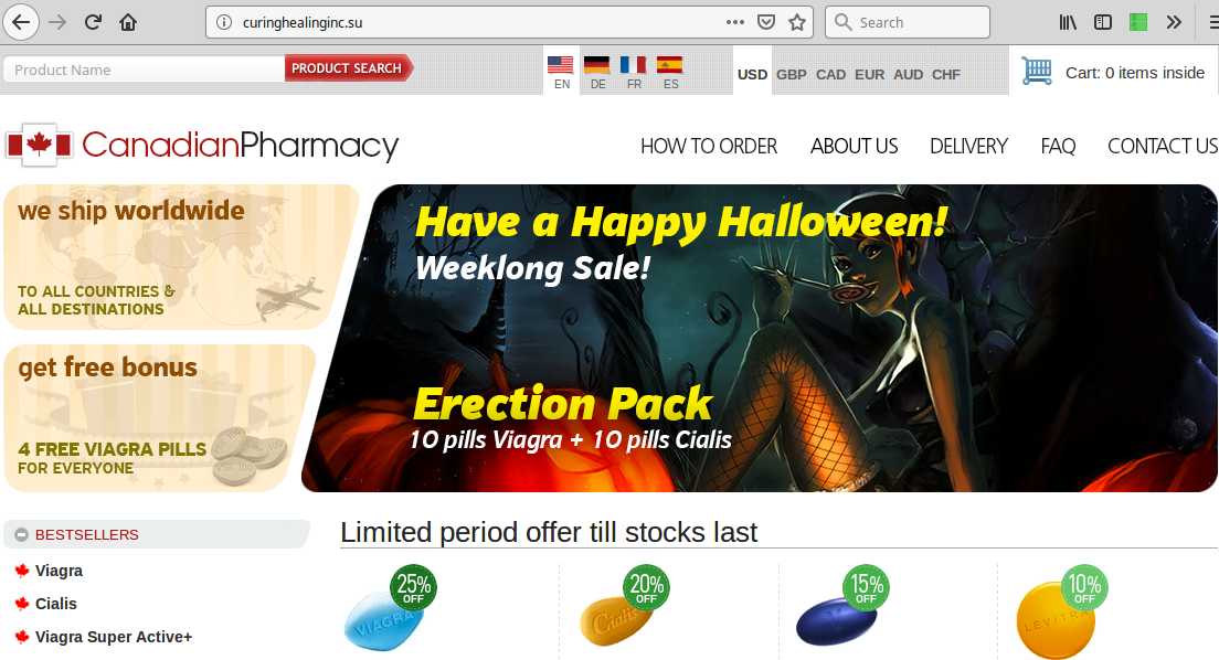 Typical “Canadian Pharmacy” landing page