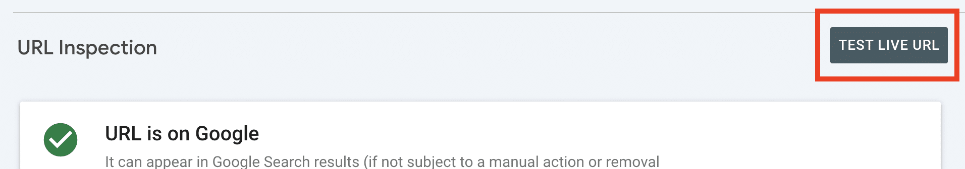 Google Search Console test live URL