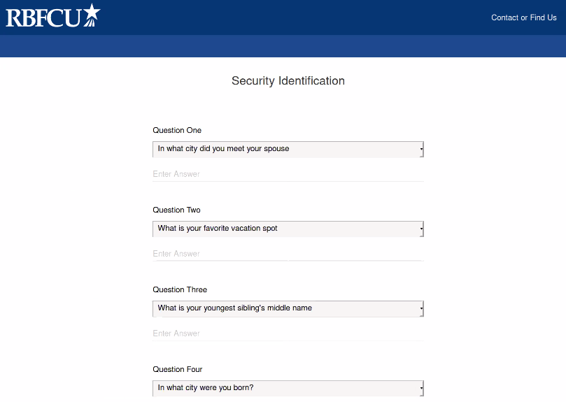 Security question verification step
