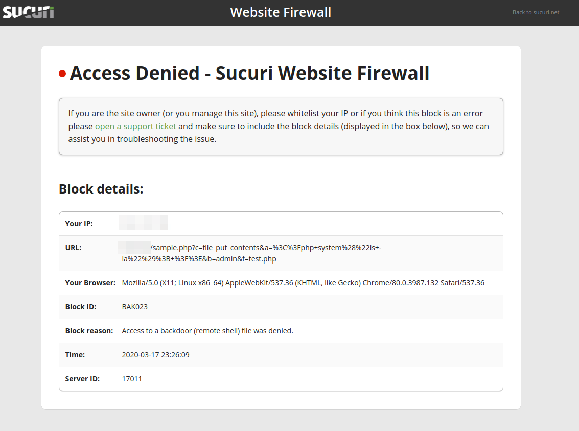 Firewall block page