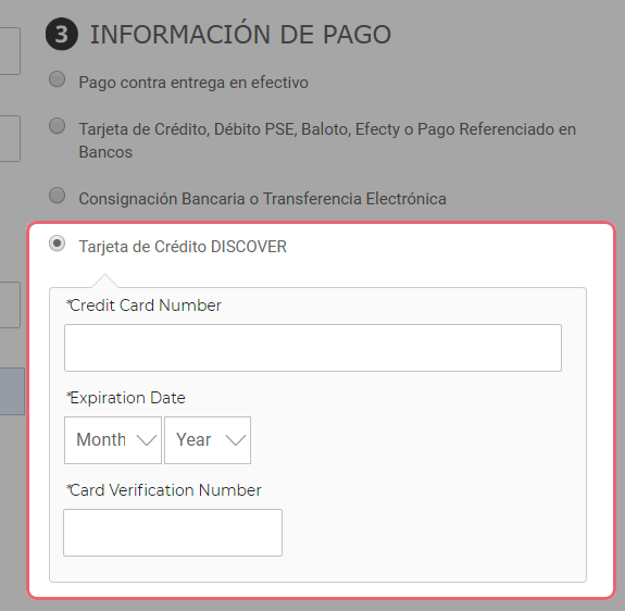 suspicious payment card form