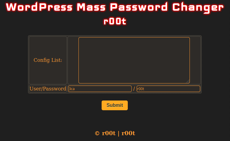 wordpress mass password changer user interface