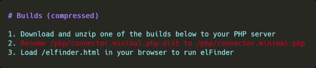 elFinder installation instructions to rename .php-dist to .php