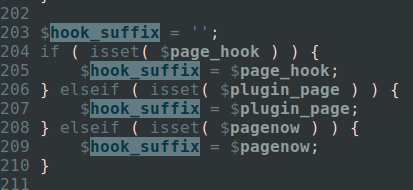 $hook_suffix global variable