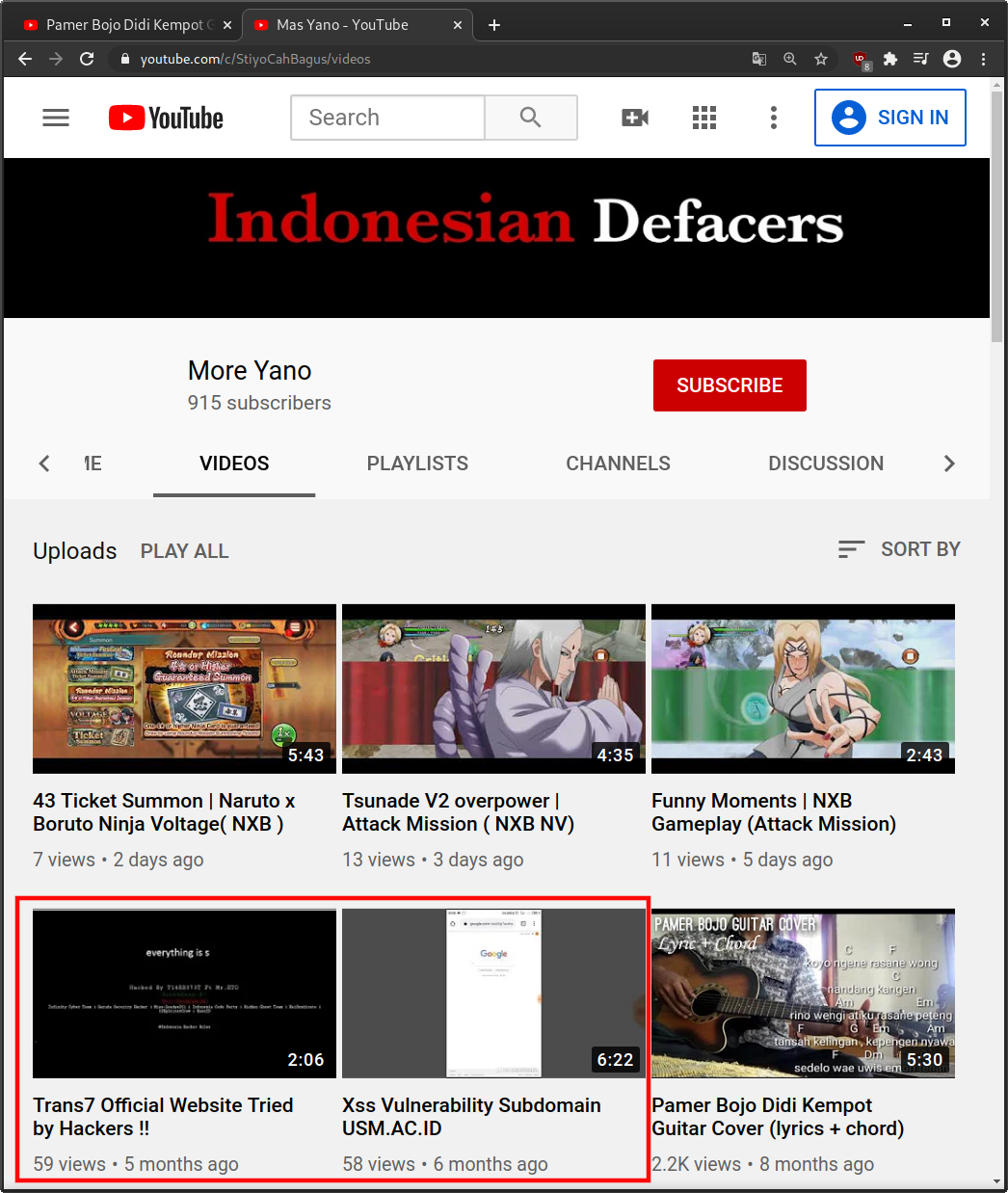 Indonesian Defacers YouTube Channel