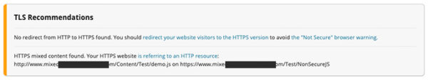 SiteCheck TLS Recommendations