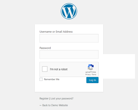 WordPress login page