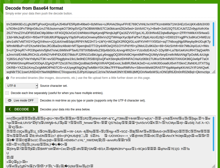 Decoding base64 string