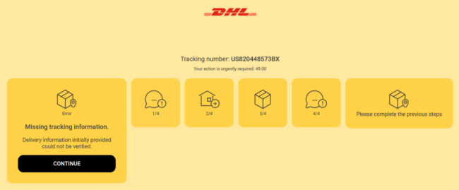 Fake DHL Phishing Page