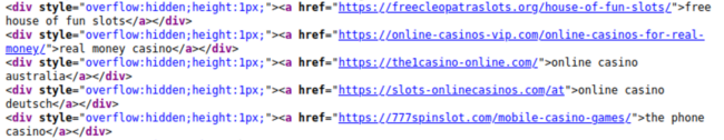  hidden links within <div> tags