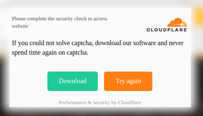 Fake CloudFlare captcha downloads remote access trojan