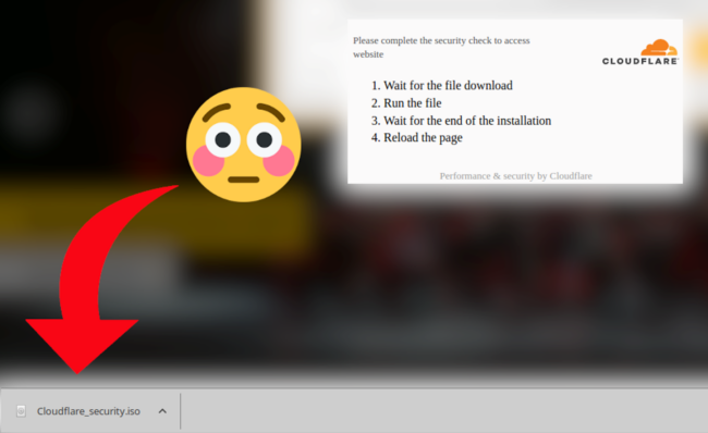 Malicious iso file downloaded from fake CloudFlare notice